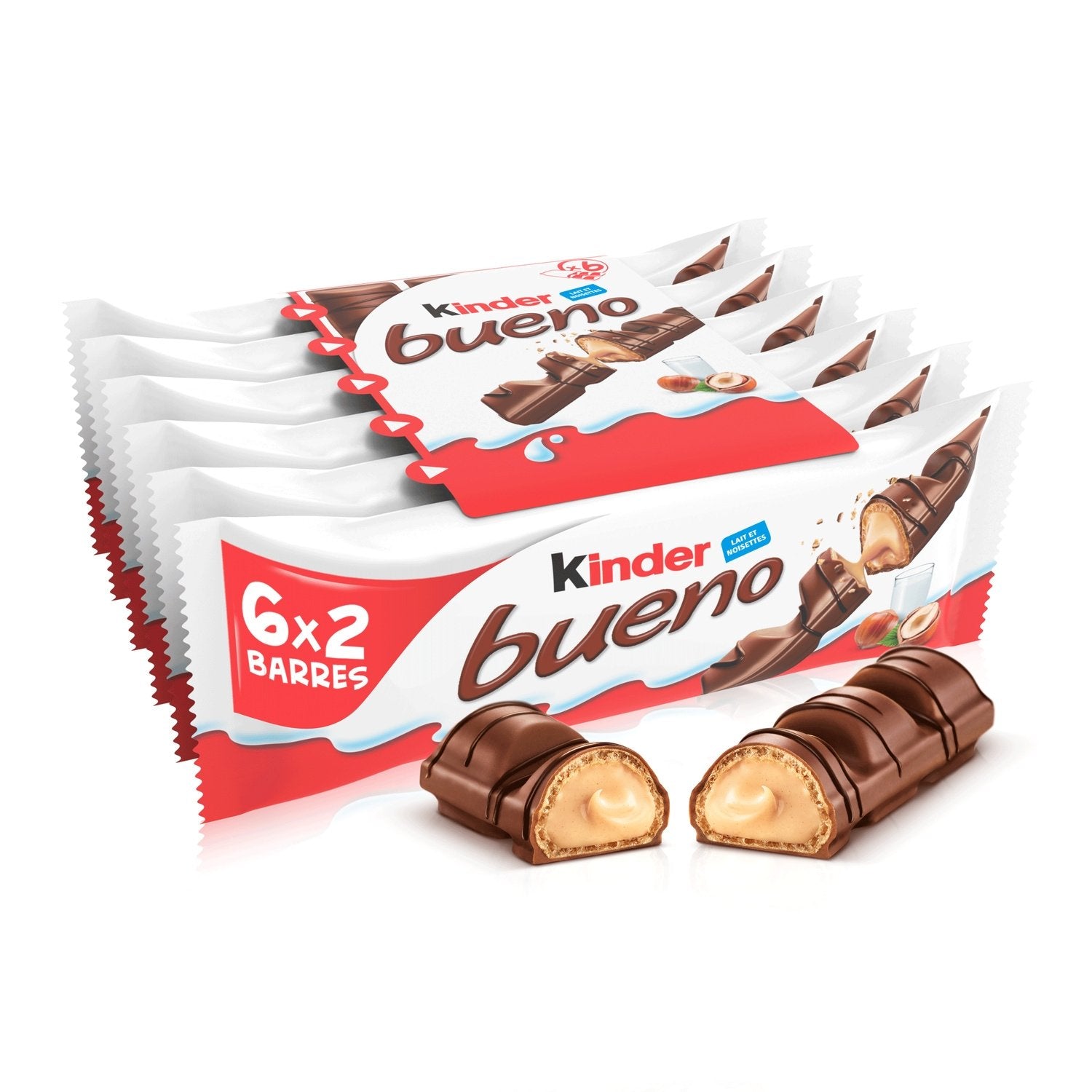 Barres Chocolatées Lait Noisette KINDER BUENO 6 barres - 258g