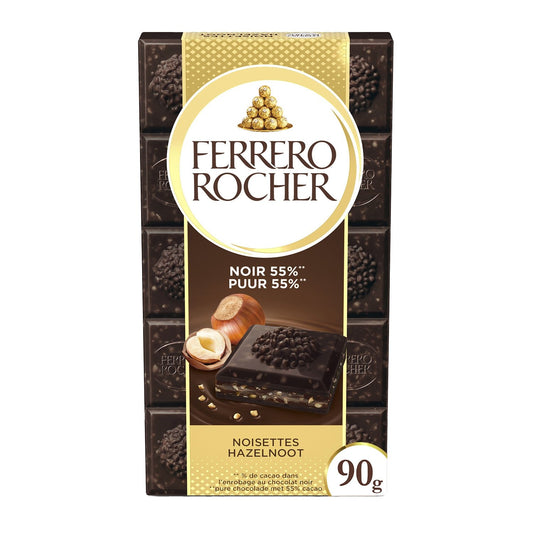 Tablette de Chocolat Noir 55% Noisettes FERRERO ROCHER 90g