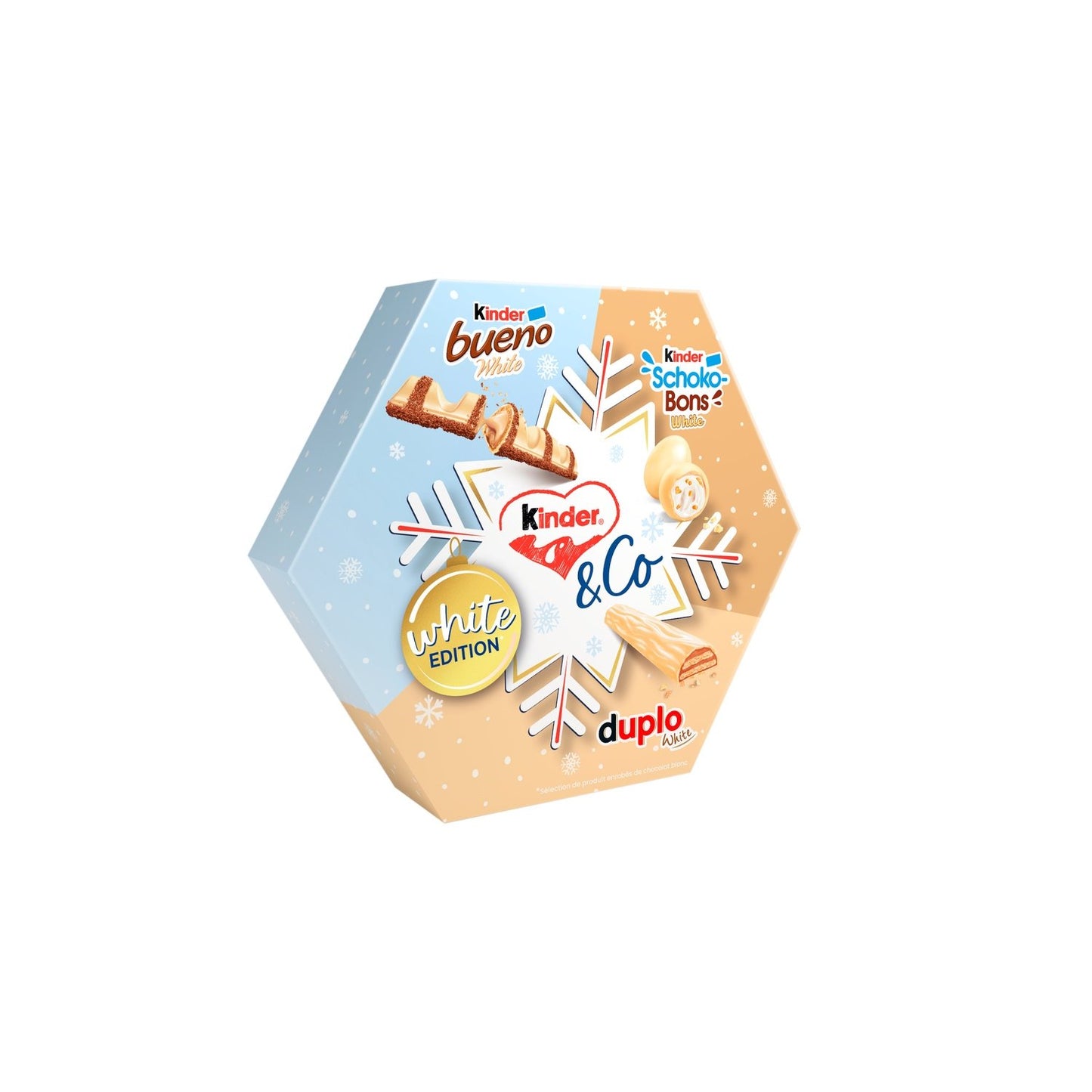 Assortiment de Chocolats Blancs & Gauffrettes KINDER & CO - Gamme de Noël 2025 la boîte de 137g