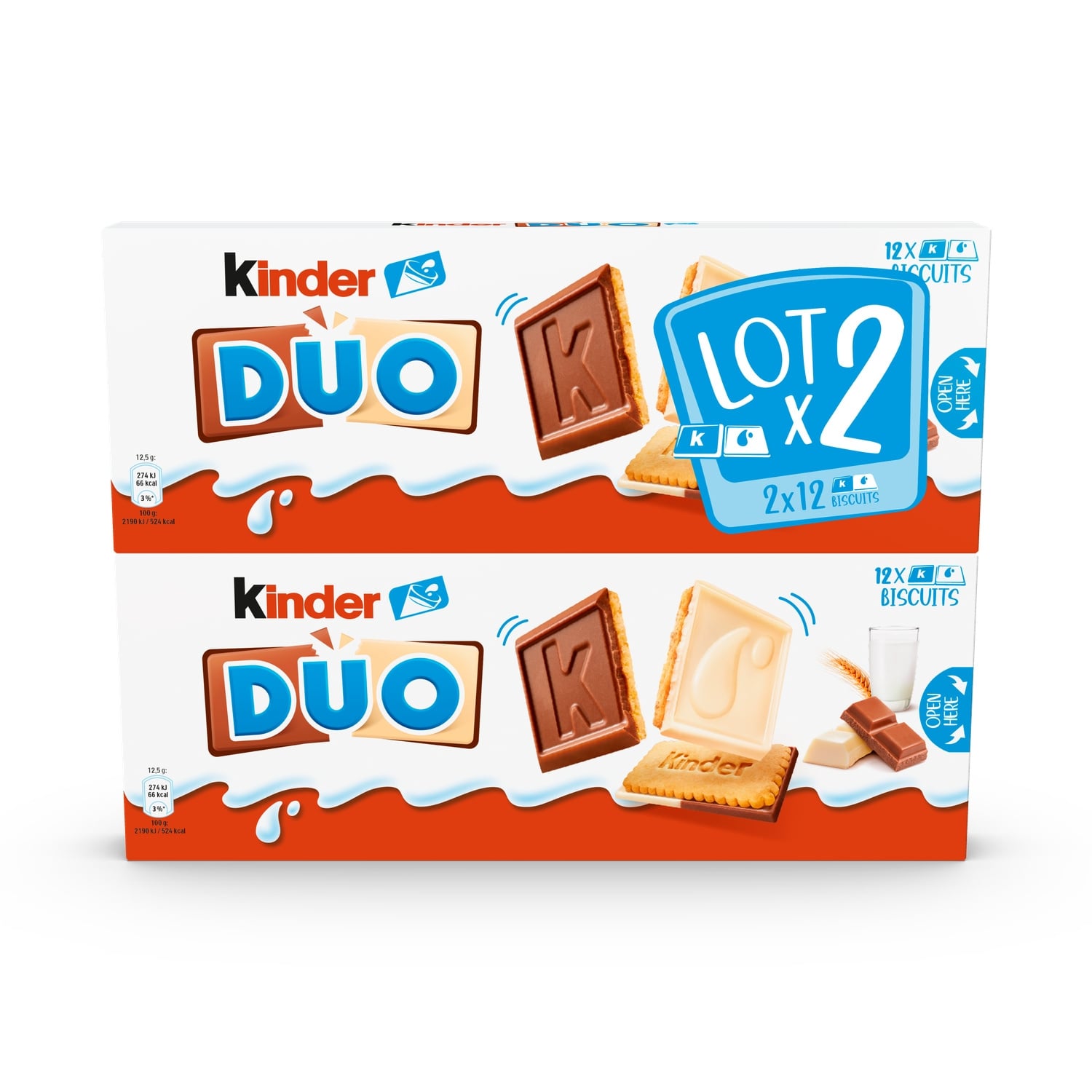 Biscuits duo chocolat au lait et chocolat blanc KINDER 
