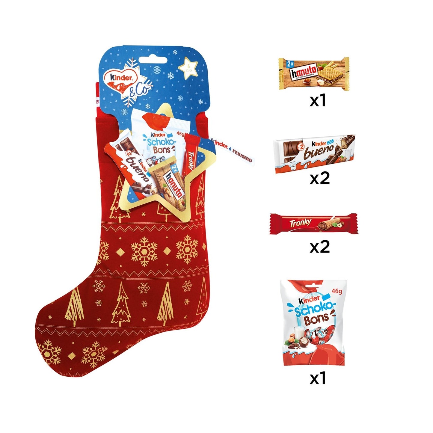 Assortiment de Chocolats Chaussette de Noël KINDER & CO - Gamme de Noël 2025 212g