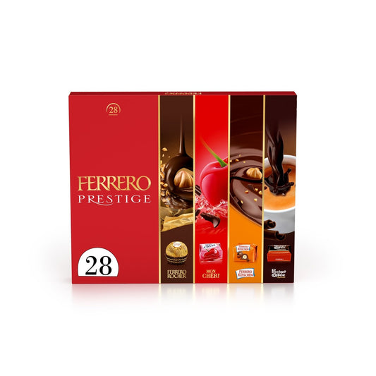 Assortiment de Chocolats Lait et Noisettes, Noir, Liqueur Cerise, Café et Noisette grillée FERRERO PRESTIGE - Gamme de Noël 2025 la bpote de 300g