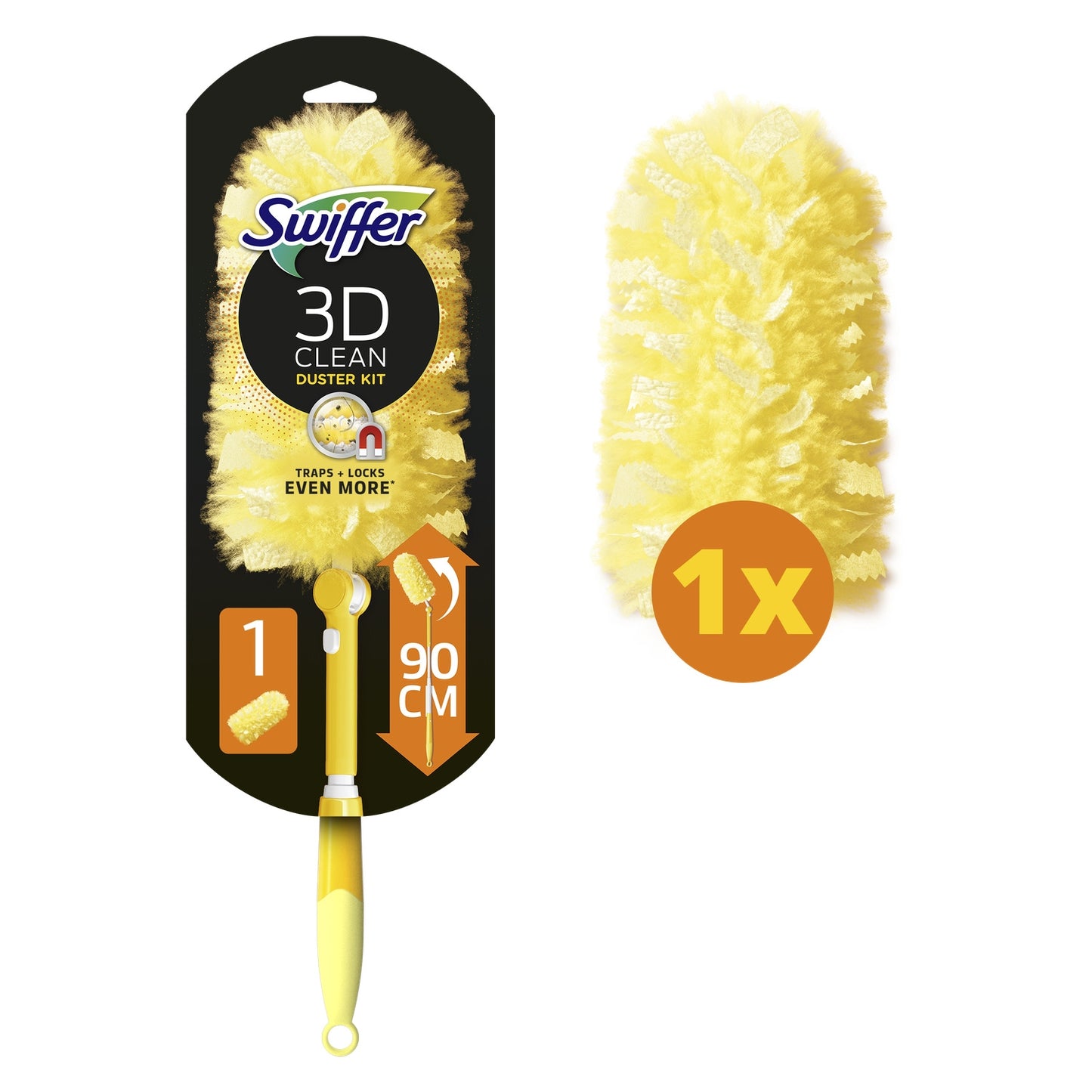 Plumeau Attrape-Poussière 3D Clean Kit 1 Manche et 1 Recharge SWIFFER 