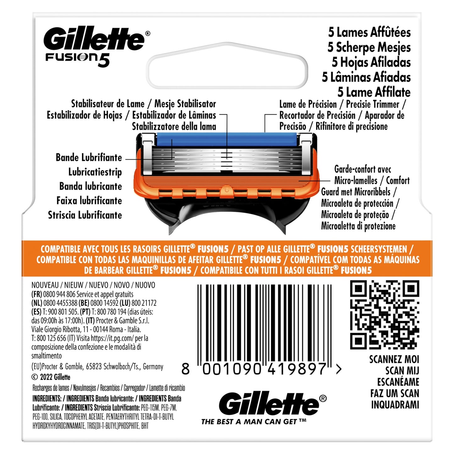 Gillette Fusion5 Men's Razor Blade Refills x4
