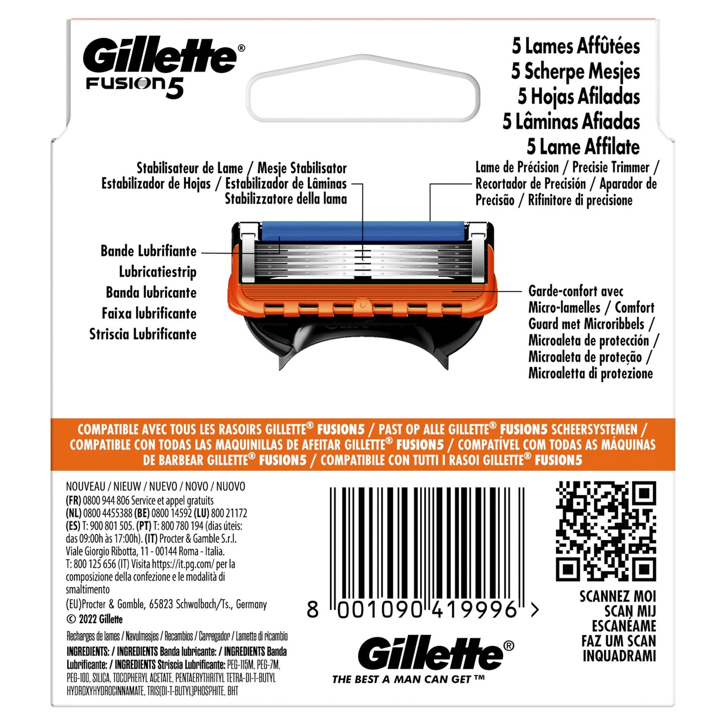 Lames de Rasoir pour Homme Fusion5 X6 GILLETTE