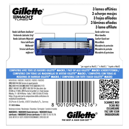 Lames de Rasoir pour Homme Mach3 Turbo X4 GILLETTE