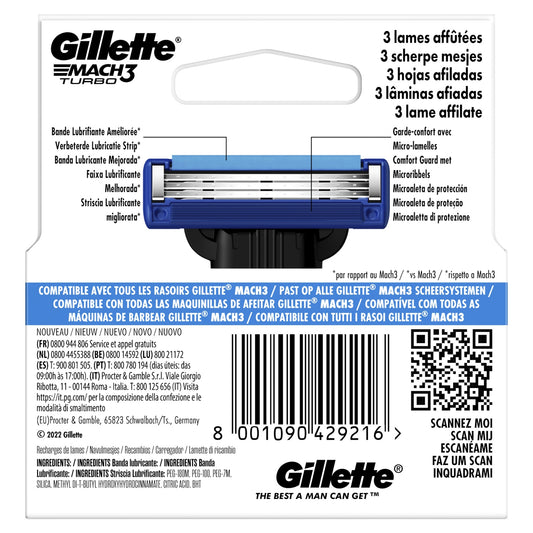 Gillette Mach3 Turbo X4 Men's Razor Blades