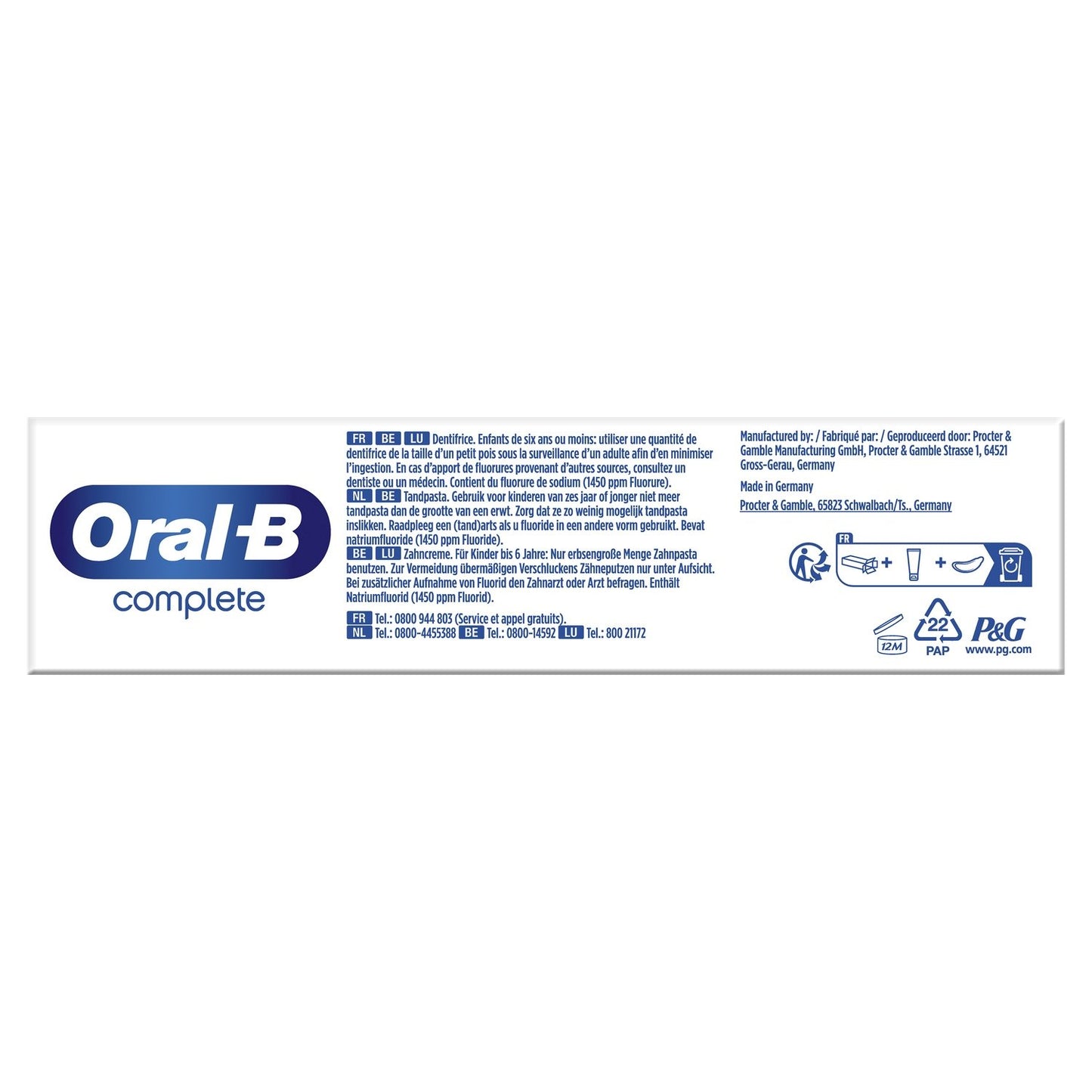 Dentifrice Nettoyage et Protection Fluoré ORAL-B