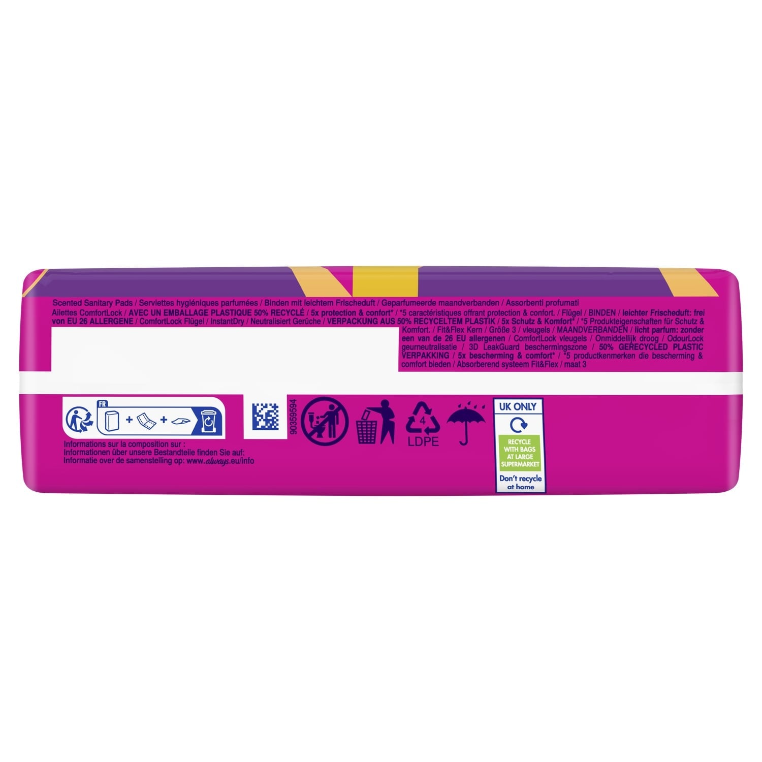Serviettes Hygiéniques avec Ailettes Day and Night Taille 3 Platinum ALWAYS 