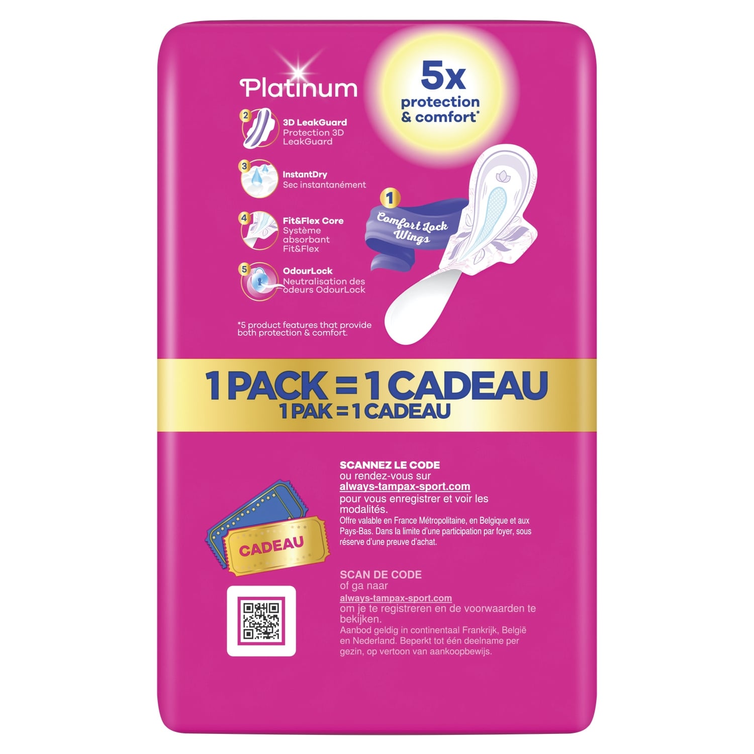 Serviettes Hygiéniques avec Ailettes Day and Night Taille 3 Platinum ALWAYS 