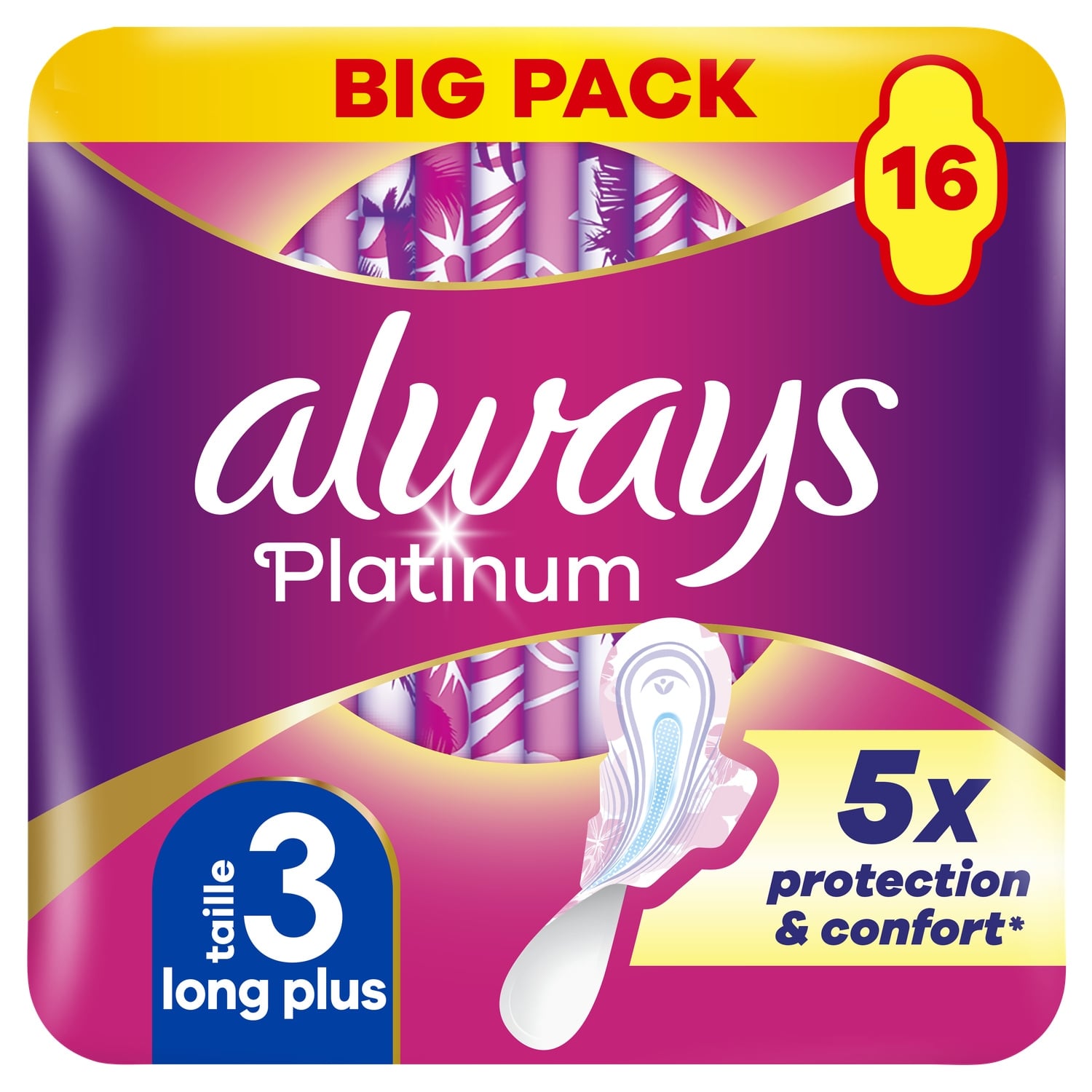 Serviettes Hygiéniques avec Ailettes Day and Night Taille 3 Platinum ALWAYS 