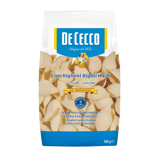Pâtes Conchiglioni Rigati N°126 DE CECCO le paquet de 500 g