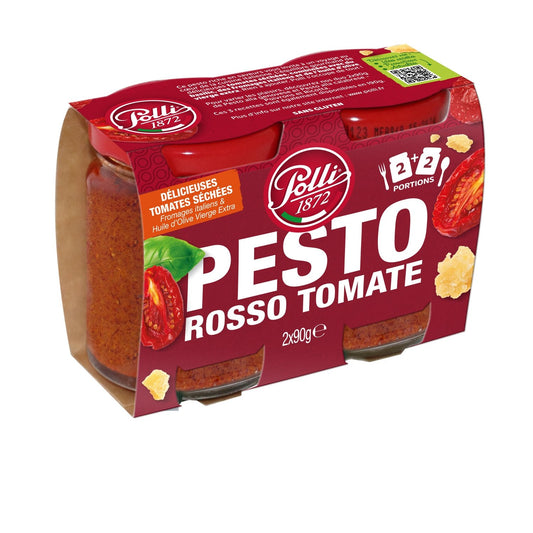 Pesto Rosso Tomates Séchées et Fromage POLLI les 2 pots de 90g