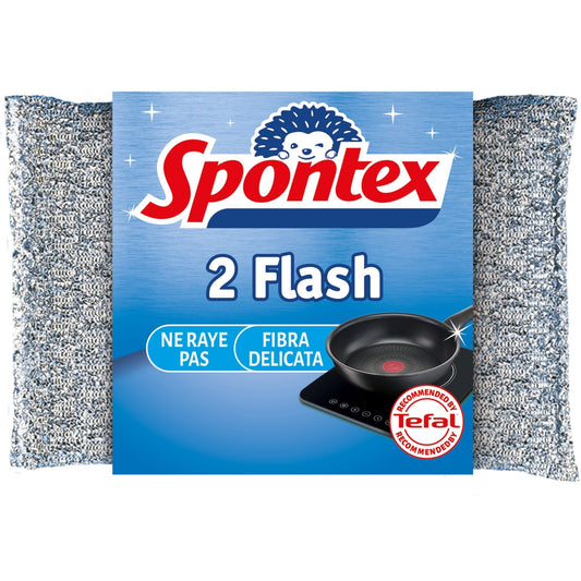 Eponge à Récurer Grattants Flash SPONTEX les 2 tampons