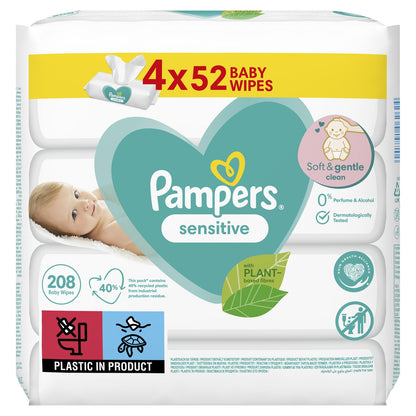Lingettes Bébé Sensitive Peaux Très Délicates Sans Alcool Sans Parfum PAMPERS