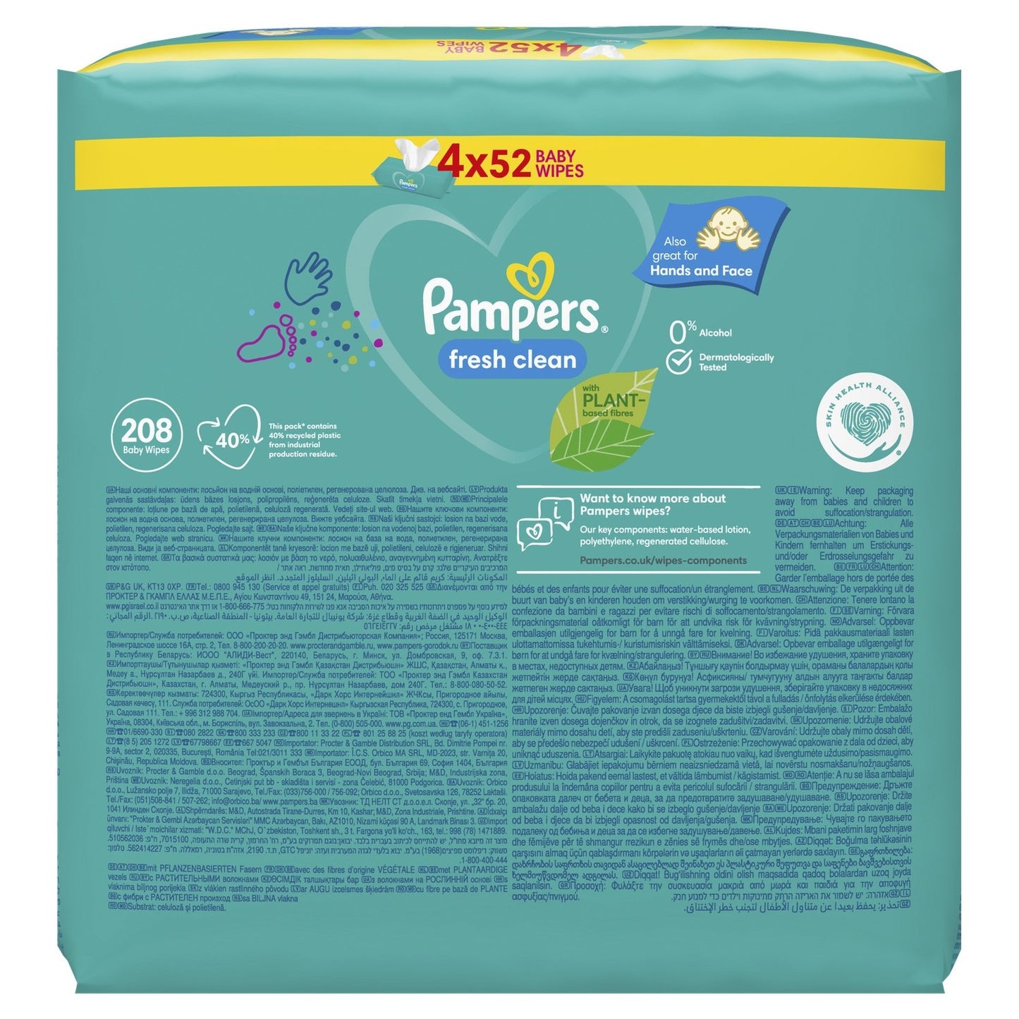 Lingettes Bébé Nettoyantes Fraîches, Parfum Frais PAMPERS