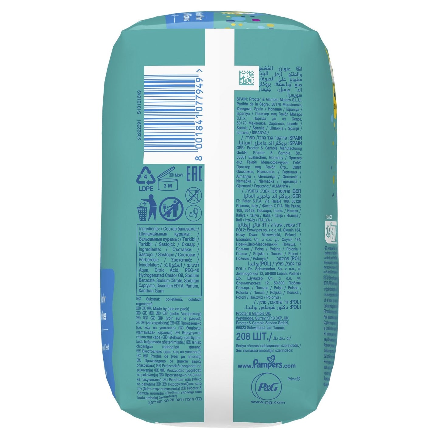Lingettes Bébé Nettoyantes Fraîches, Parfum Frais PAMPERS
