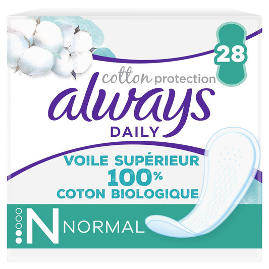 Daily ALWAYS Organic Cotton Normal Panty Liners 0% Dye and Perfume