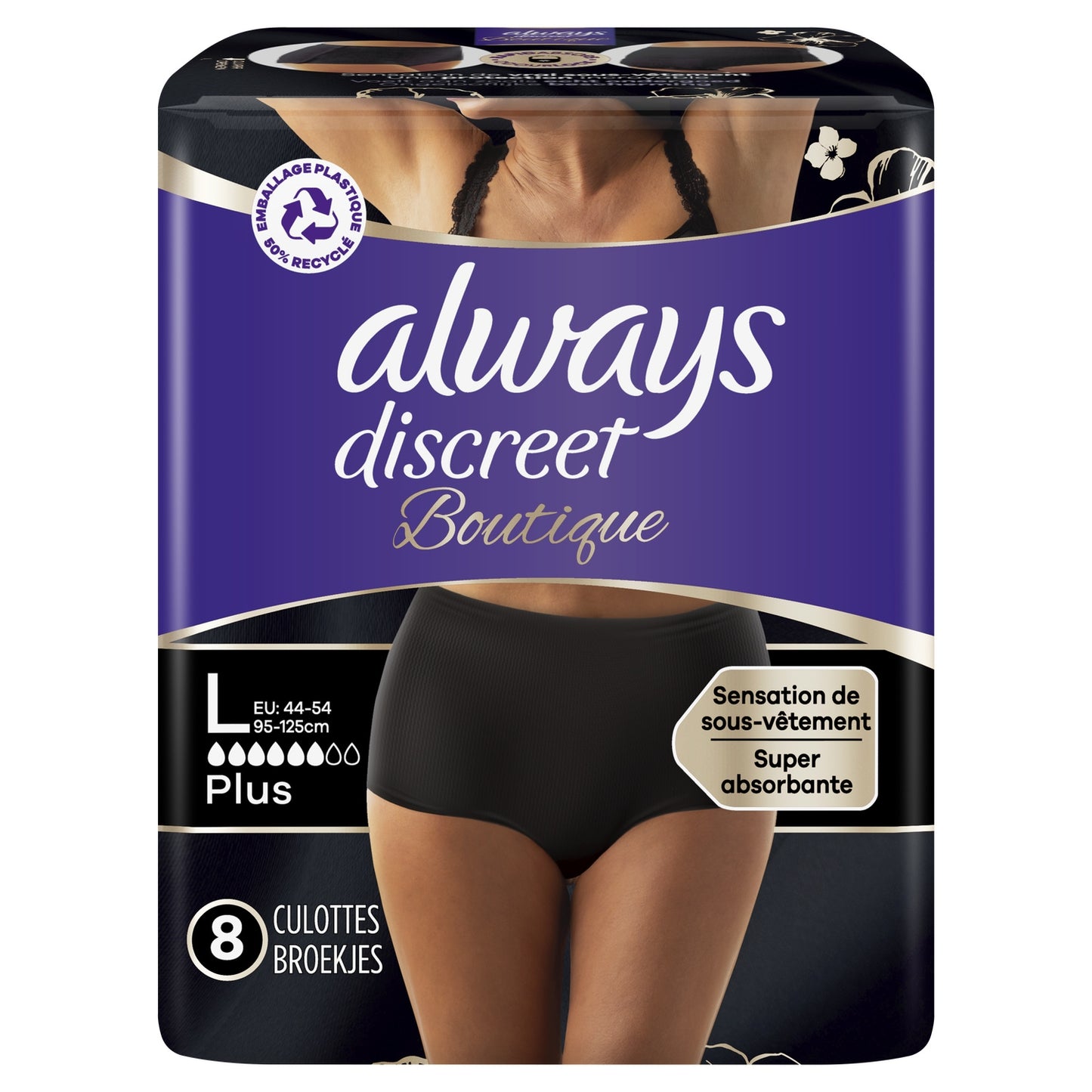 Urinary Leakage Panties Size L Black ALWAYS DISCREET
