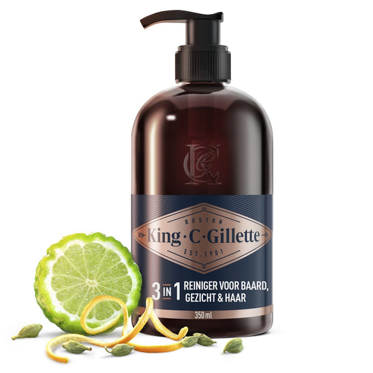 Nettoyant 3 en 1 Barbe Visage Cheveux King C GILLETTE la pompe de 350mL