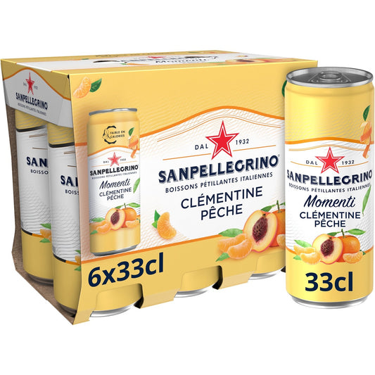 Eau Gazeuse Aromatisée Clémentine Pêche SAN PELLEGRINO MOMENTI