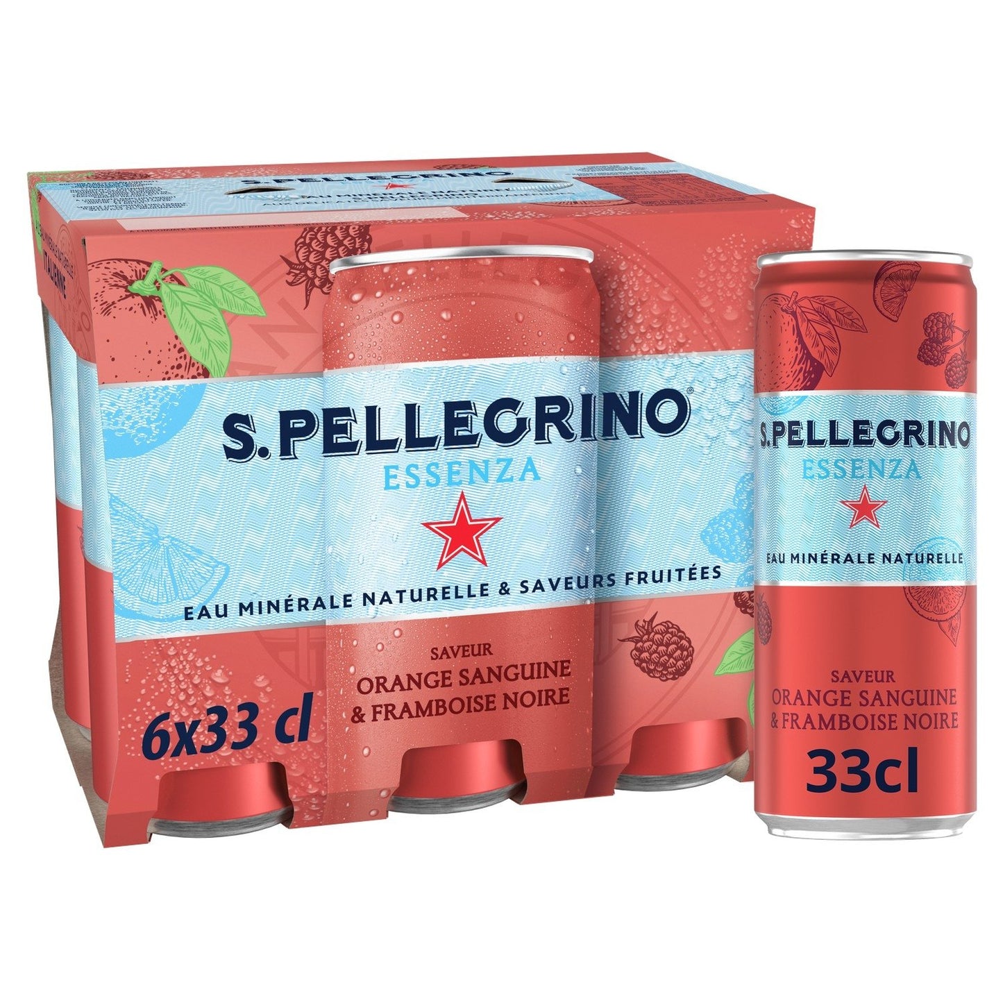 SAN PELLEGRINO ESSENZA Flavored Sparkling Water Blood Orange Black Raspberry