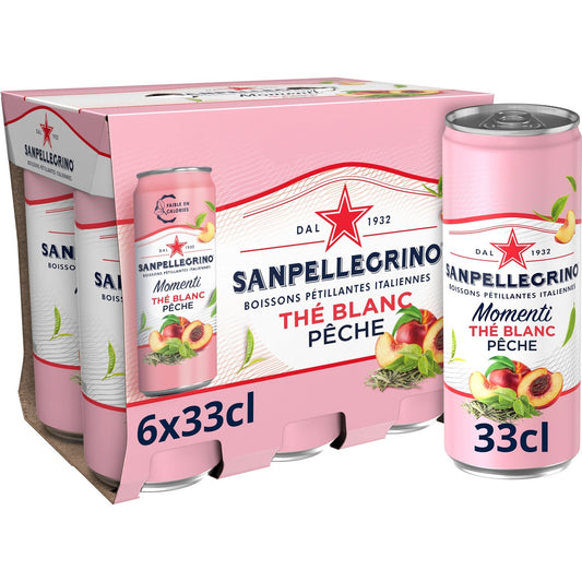 Eau Gazeuse Aromatisée Thé Blanc Pêche SAN PELLEGRINO MOMENTI