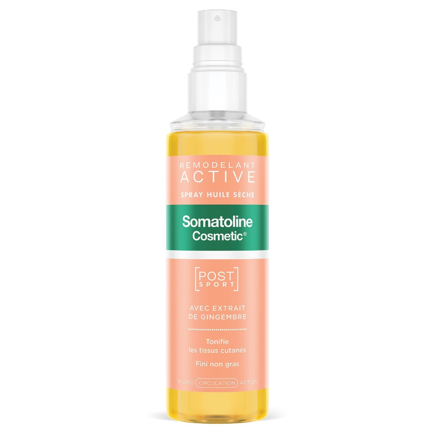 Huile Corps Sèche Tonifiante Remodelante à l'Extrait de Gingembre Active SOMATOLINE COSMETIC le spray de 125mL
