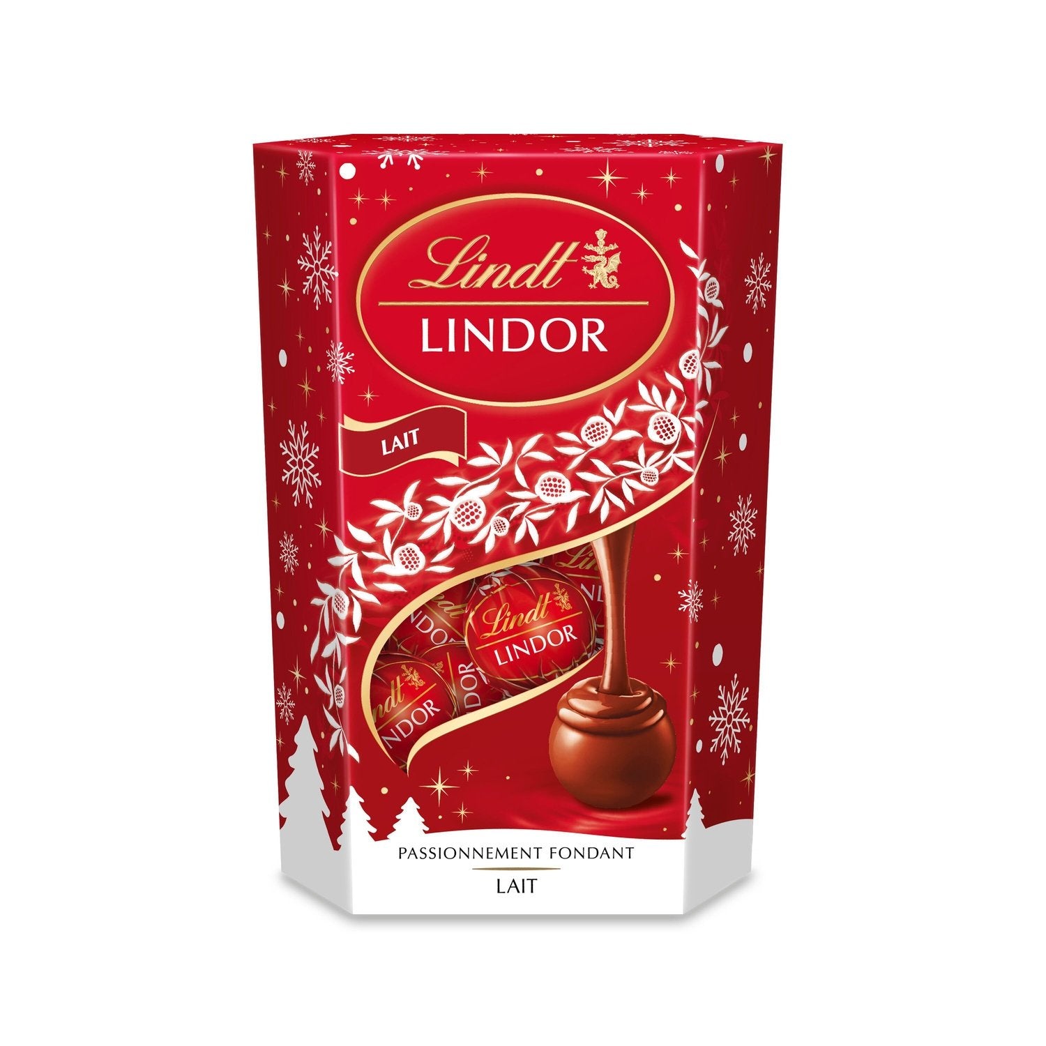 Assortiment de Chocolats Lait, Lindor LINDT - Gamme de Noël 2025 le cornet de 200g
