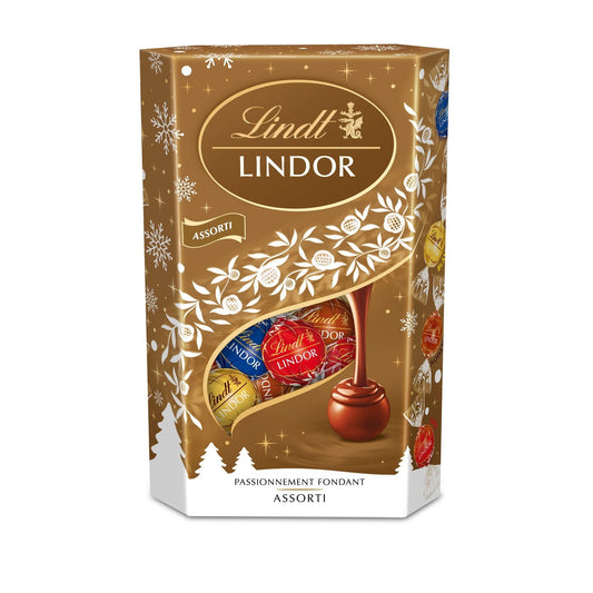 Assortiment de Chocolats Lait, Noir et Blanc Lindor LINDT - Gamme de Noël 2025 la boite de 337g