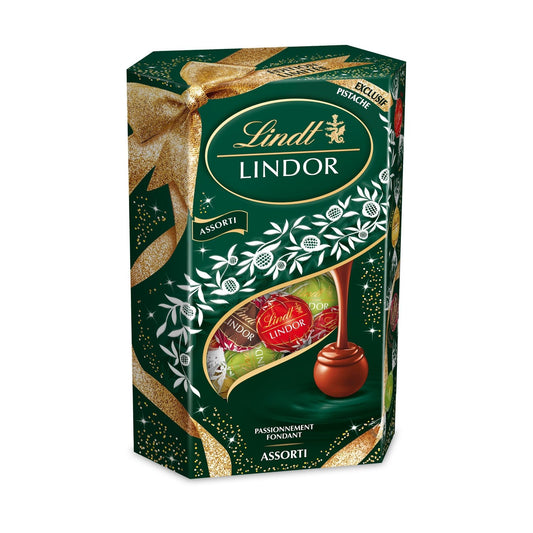 Bouchées de Chocolat Assortiment Lindor LINDT - Gamme de Noël 2025 le cornet de 337g