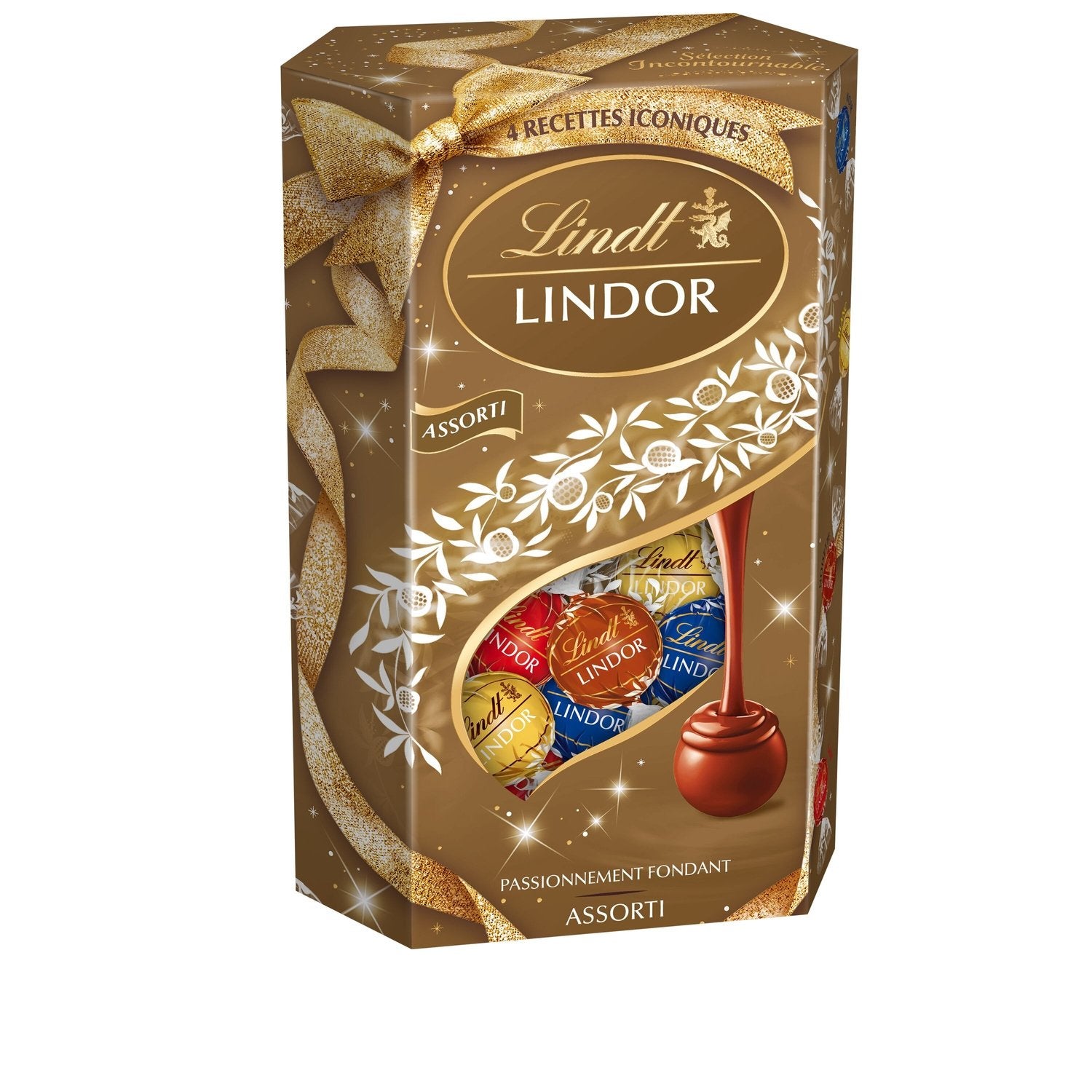 Assortiment de Chocolats Dorée, Lindor LINDT - Gamme de Noël 2025 la boite de 562g