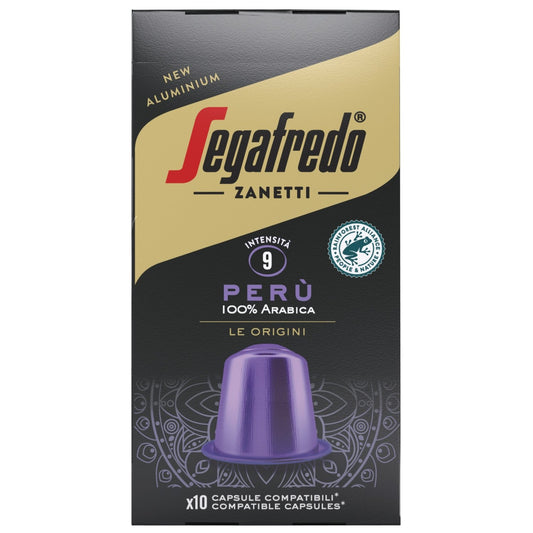 Café Capsules Peru N°9 Compatible Nespresso SEGRAFREDO la boite de 10 capsules
