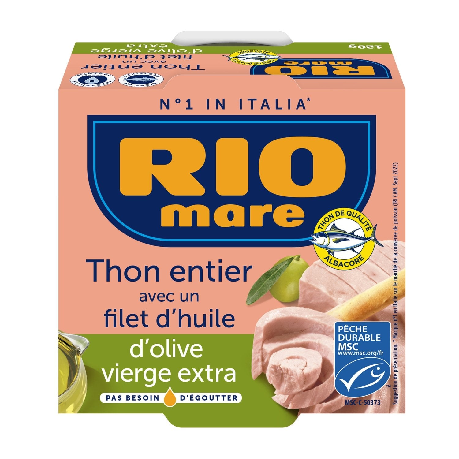 Thon Entier Huile d'Olive Vierge Extra RIO MARE la boite de 120g