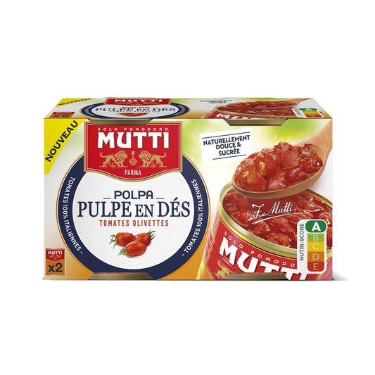 Tomates Pulpe en Dés MUTTI le lot de 2 boites de 300g