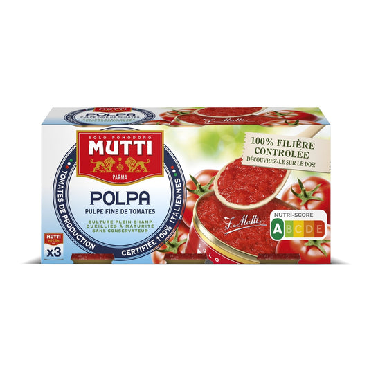 Pulpe de Tomate Concassées/fines Polpa MUTTI les 3 boites de 400 g