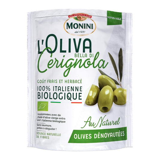 Olives Vertes Dénoyautées Bio MONINI le sachet de 150g