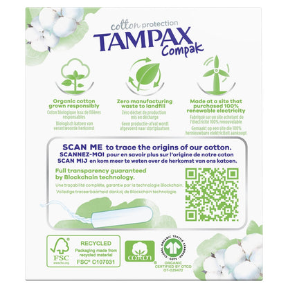 Tampons mit normalem Applikator Compak 100 % Bio-Baumwolle TAMPAX