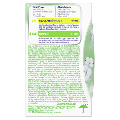 Tampons Compak Coton Protection Super avec Applicateur TAMPAX