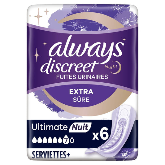 Ultimate Nighttime Sanitary Towel Extra Sure Discreet ALWAYS DISCREET