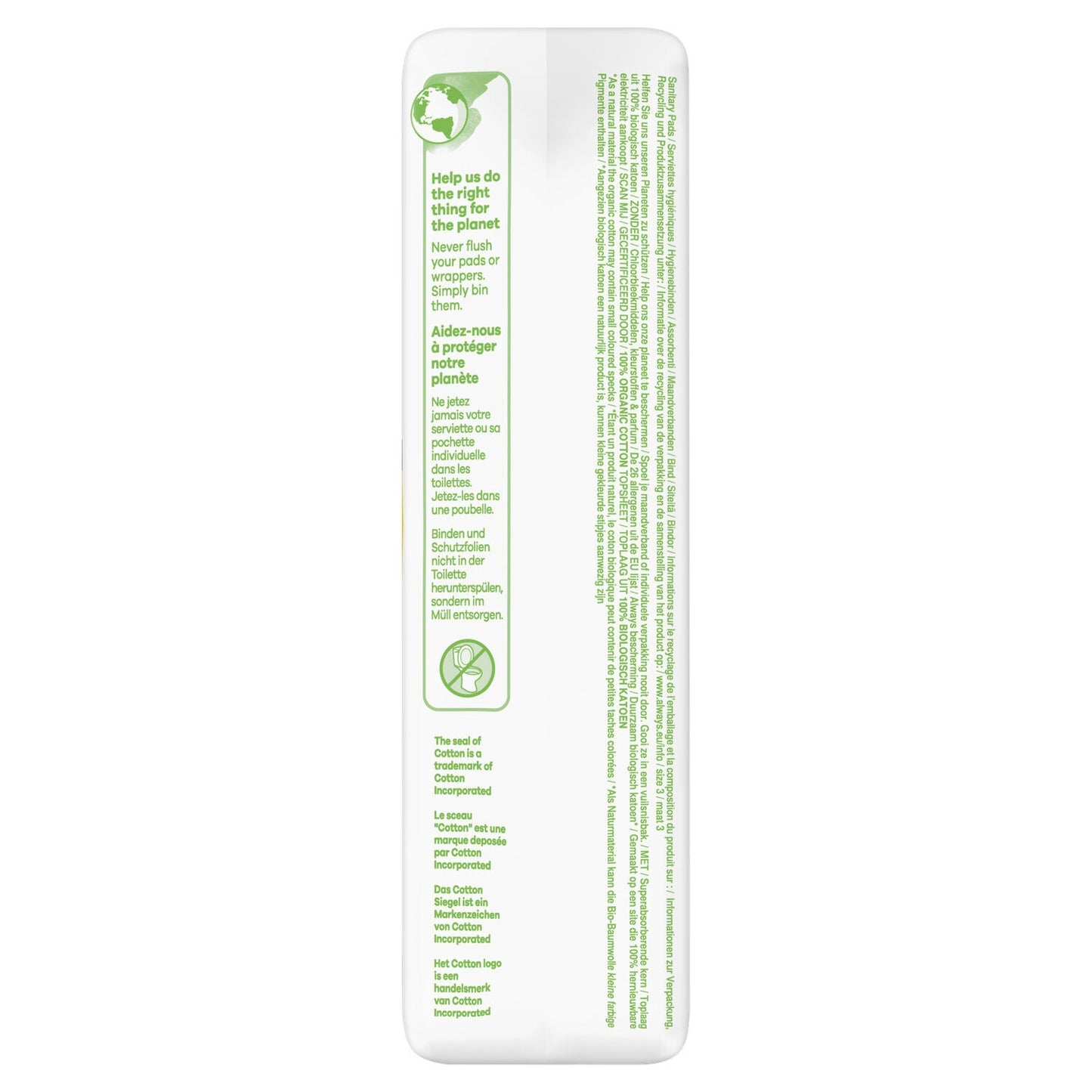 Always Organic Cotton Night Sanitary Towels with Wings Size 3