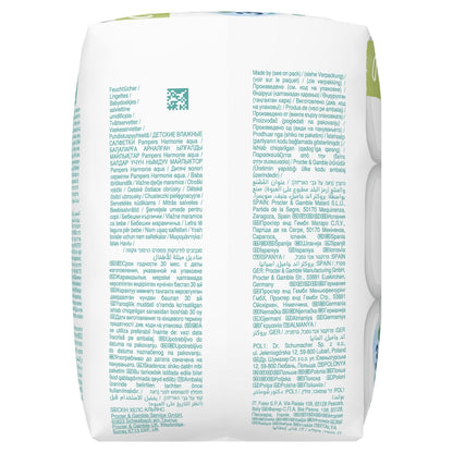 Lingettes Bébé Nettoyantes Corps Mains et Visage Aqua 0% Plastique Harmonie PAMPERS