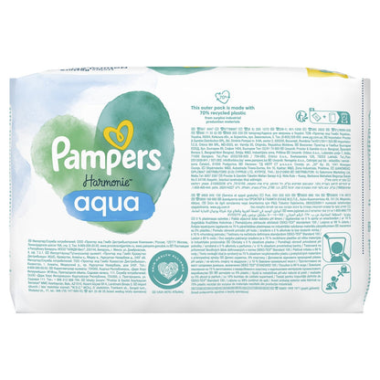 Lingettes Bébé Nettoyantes Corps Mains et Visage Aqua 0% Plastique Harmonie PAMPERS