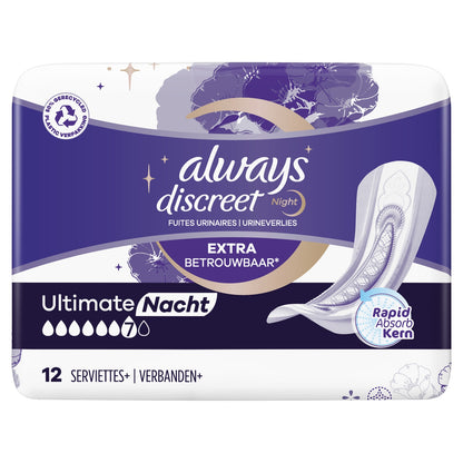 ALWAYS DISCREET Ultimate Overnight Urinary Leakage Sanitary Pads