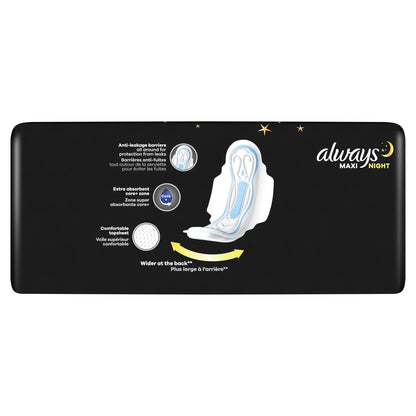 Serviettes Hygiéniques avec Ailettes Maxi Night Taille 3 ALWAYS