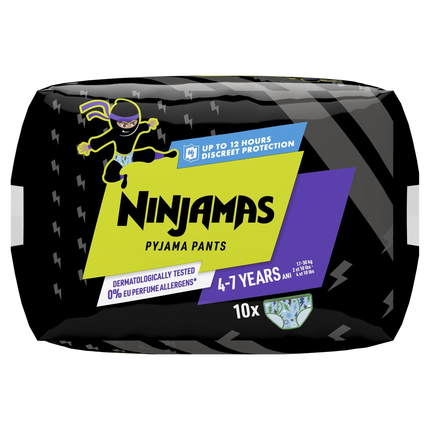 Sous-vêtements de nuit 4-7ans 17-30kg Garçon Ninjamas PAMPERS 