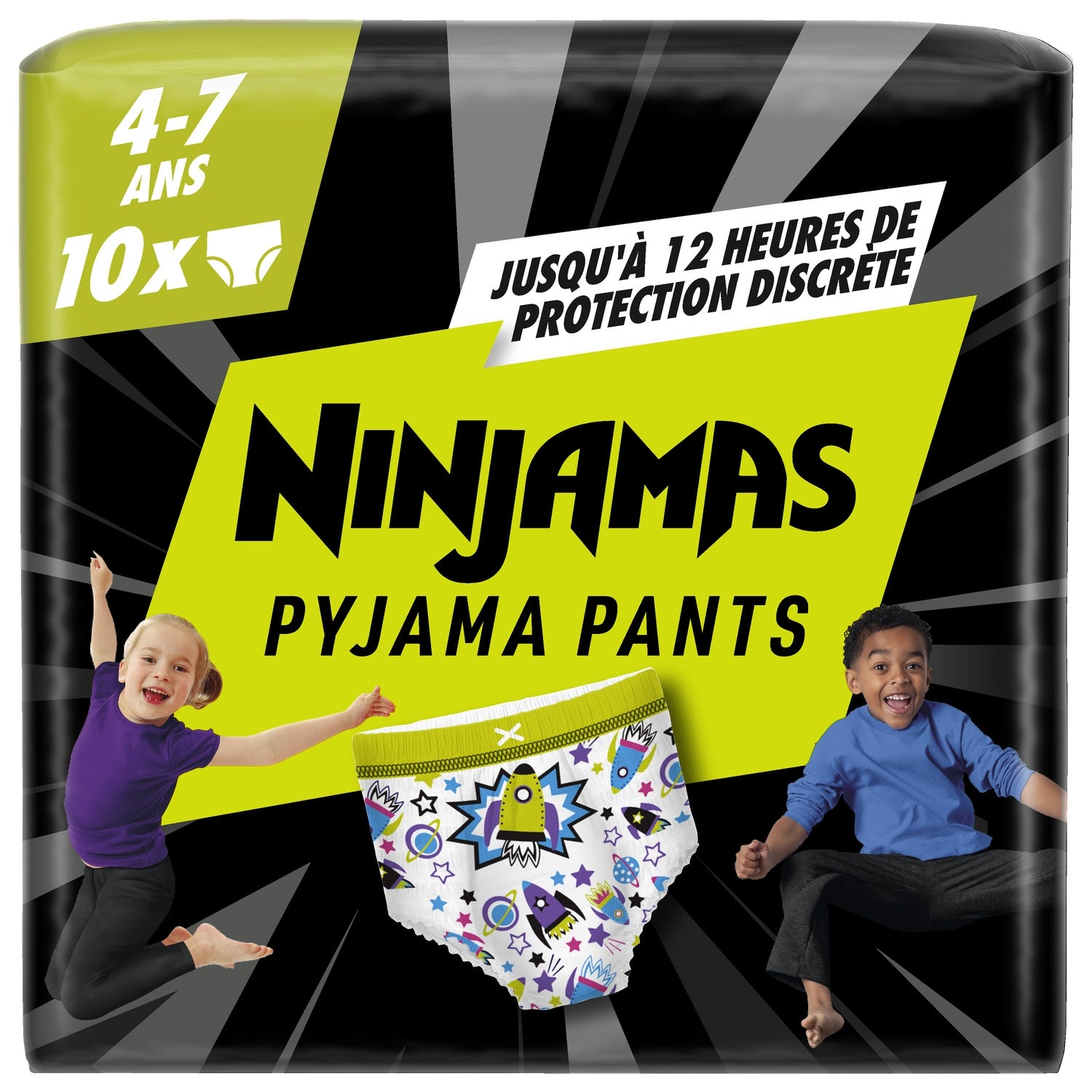 Sous-vêtements de nuit 4-7ans 17-30kg Garçon Ninjamas PAMPERS 