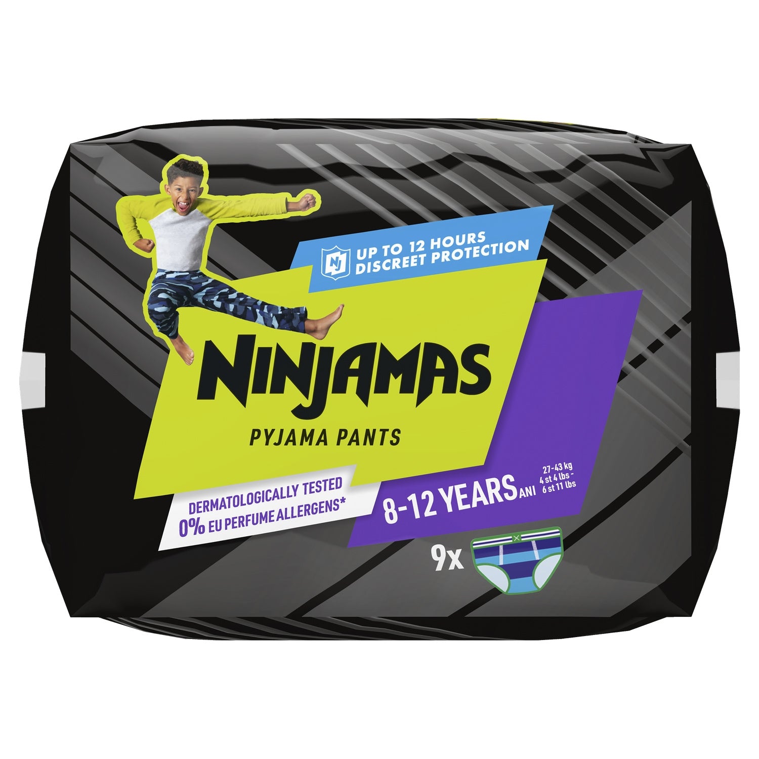 Sous-vêtements de nuit 8-12ans 27-43kg Garçon Ninjamas PAMPERS 