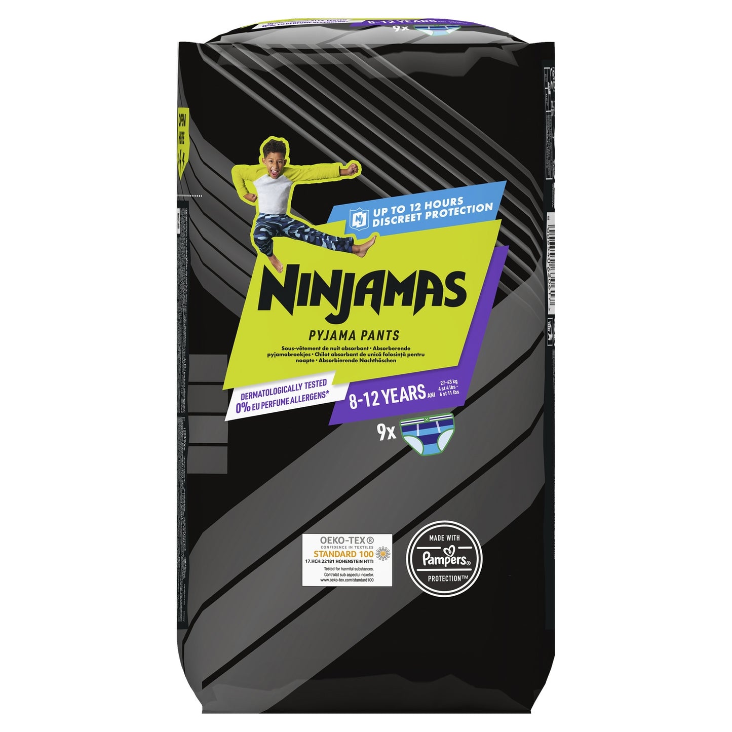Sous-vêtements de nuit 8-12ans 27-43kg Garçon Ninjamas PAMPERS 