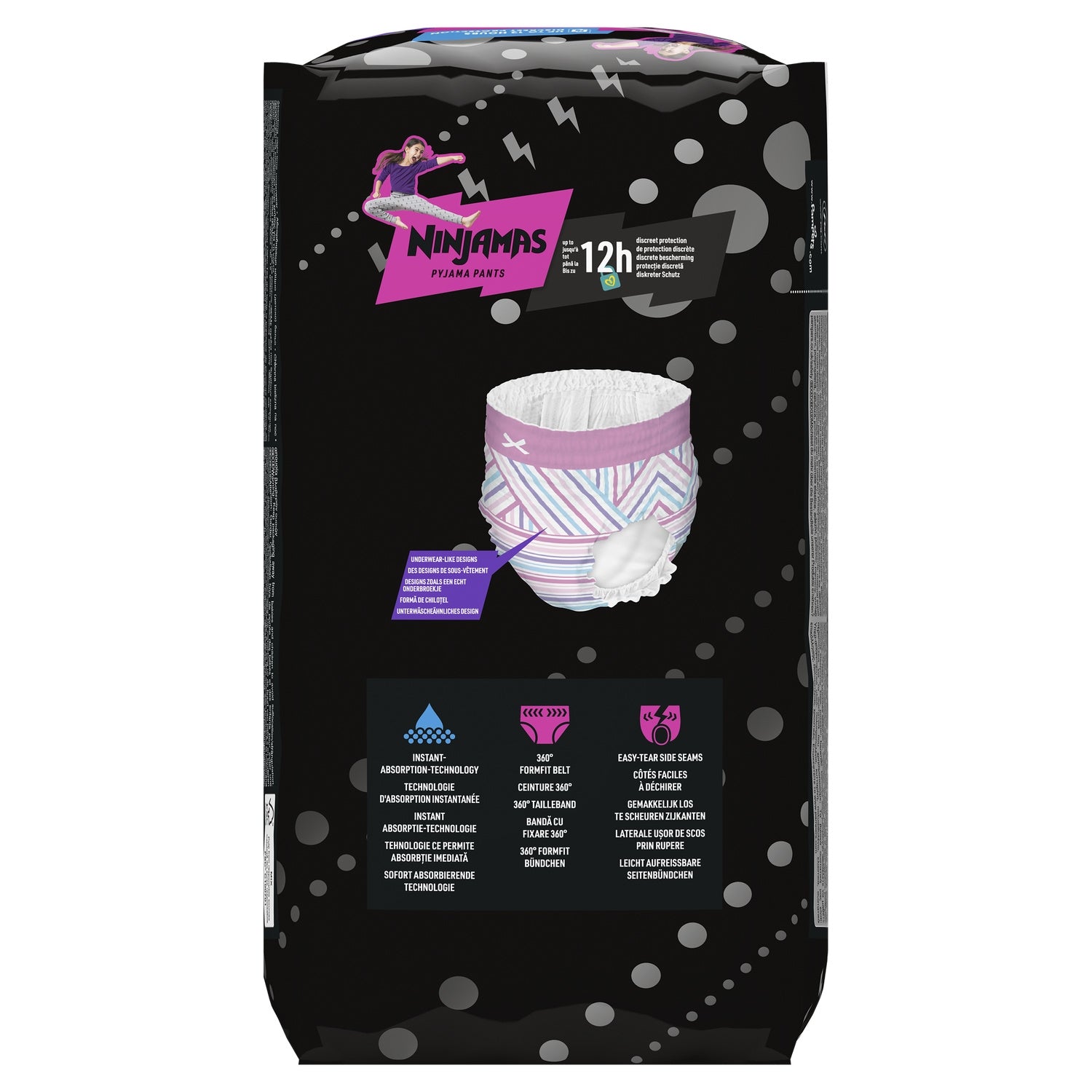 Sous-vêtements de nuit 8-12ans 27-43kg Fille Ninjamas PAMPERS 